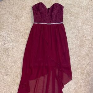 Burgundy high low fancy dress size 3